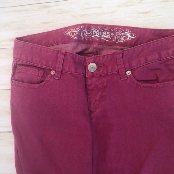 Junior Women’s Express Zelda Slim Fit Pink Jeans - Picture 5 of 6
